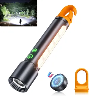 Magnetic Rechargeable Flashlights,2000LM 5000mAh High Lumens Flashlight with 9 Modes,Waterproof, Adjustable,Powerful Flashlight,Multi-Flashlights for Car,Home,Hiking,Camping