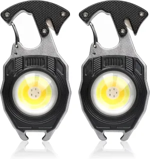 MAKDAK Cob Keychain Work Light 2PC Rechargeable EDC Keychain flashilight 7 Modes 1600Lumen high Lumen Flashlights for Emergencies Led Flashlight (Black)
