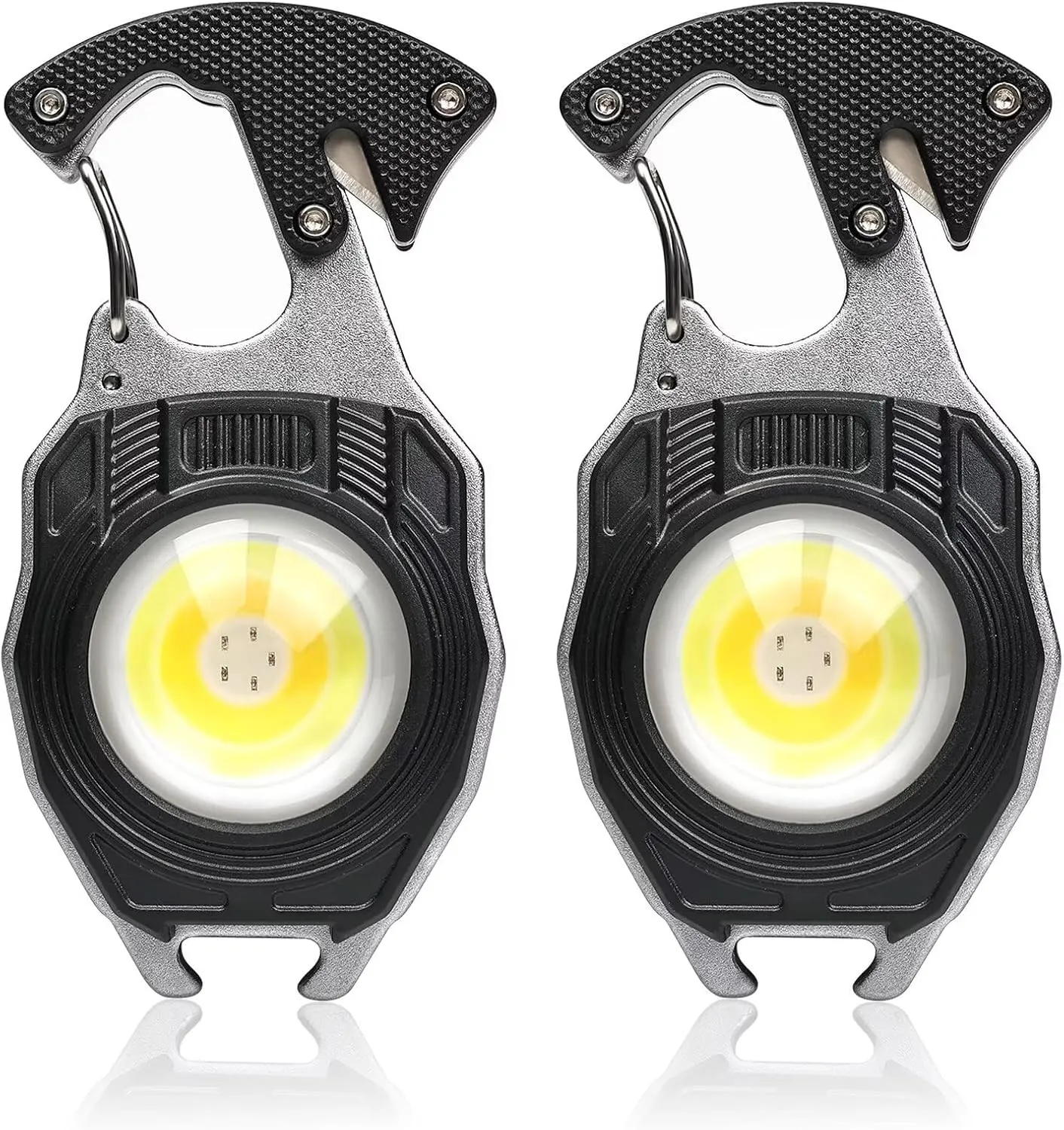 MAKDAK Cob Keychain Work Light 2PC Rechargeable EDC Keychain flashilight 7 Modes 1600Lumen high Lumen Flashlights for Emergencies Led Flashlight (Black)