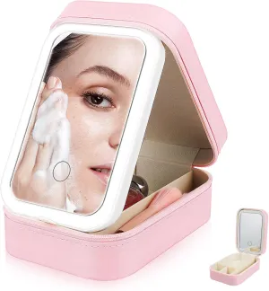 Makeup Case with Led Mirror Compact Travel Makeup Organizer with Design Sturdy Construction Protective Design and for Easy Application Go Use