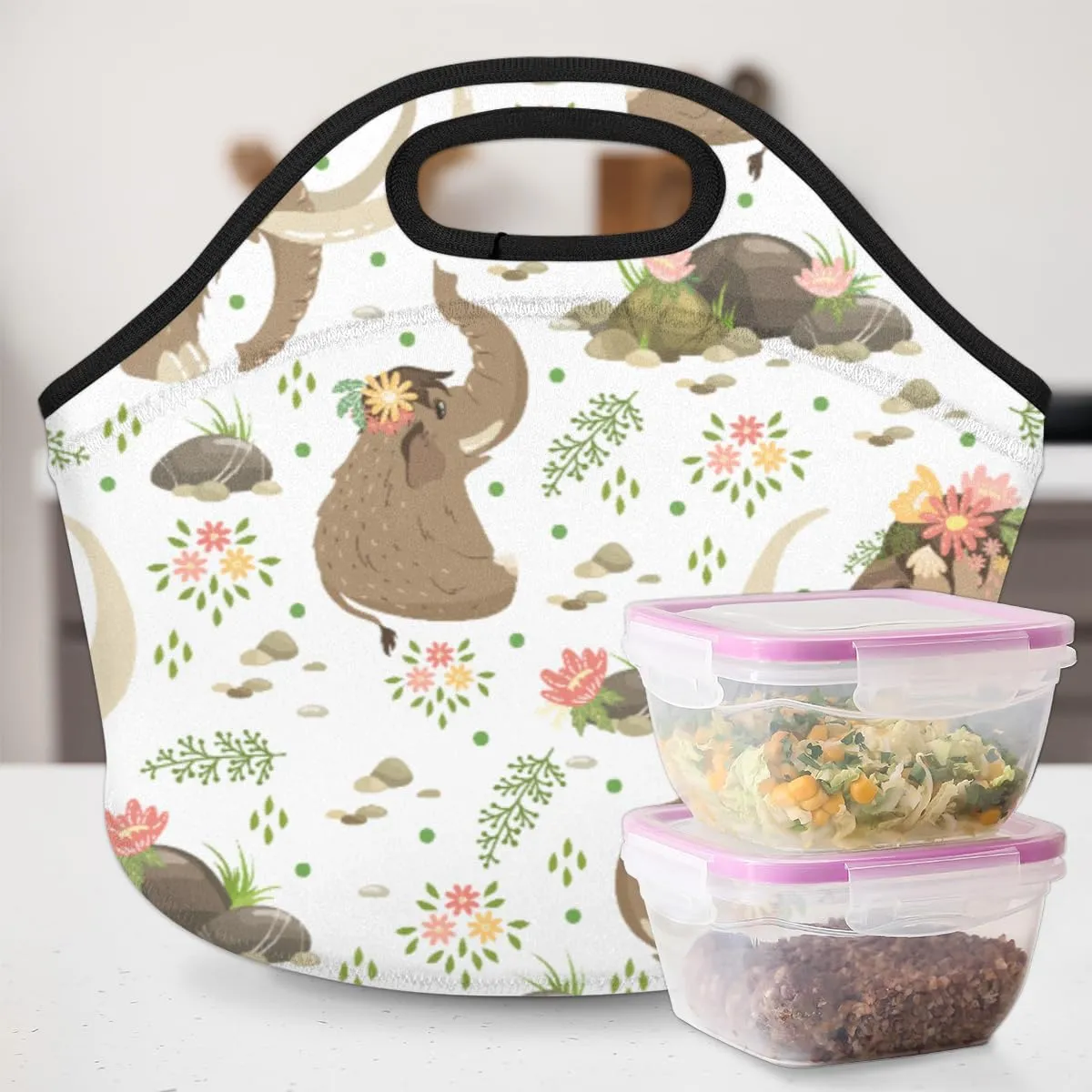 Mammoth Neoprene Lunch Bag Reusable Insulated Lunch Box Soft Lightweight Lunch Tote Bag for Women Men Work Office Washable Meal Prep Bags