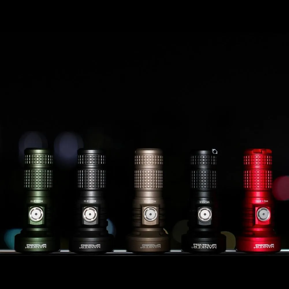 MANKER MC13 II (High-end Version) Rechargeable Adjustable Body Compact Flashlight,SBT90.2 LED 4000 Lumen 600m Beam Distance (Excluded Battery) (Dark Grey)