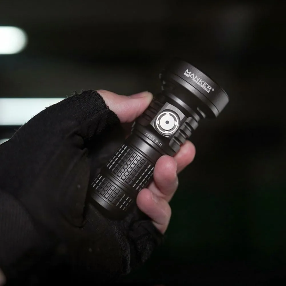 MANKER MC13 II (High-end Version) Rechargeable Adjustable Body Compact Flashlight,SBT90.2 LED 4000 Lumen 600m Beam Distance (Excluded Battery) (Dark Grey)