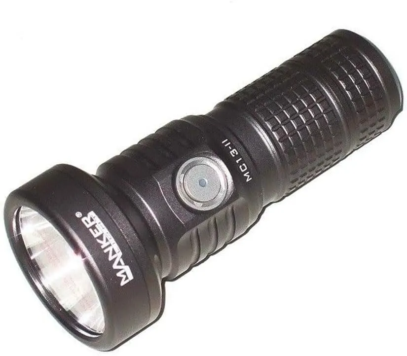 MANKER MC13 II (High-end Version) Rechargeable Adjustable Body Compact Flashlight,SBT90.2 LED 4000 Lumen 600m Beam Distance (Excluded Battery) (Dark Grey)