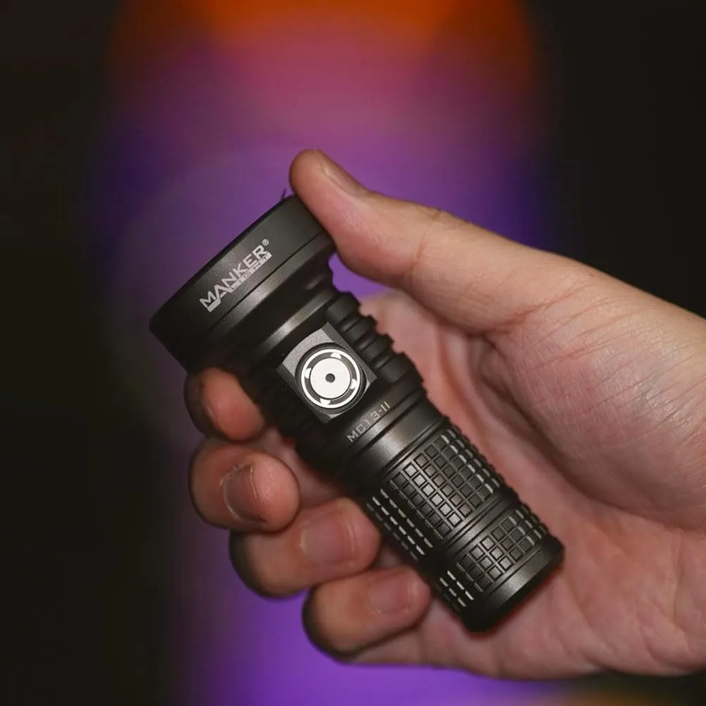 MANKER MC13 II (High-end Version) Rechargeable Adjustable Body Compact Flashlight,SBT90.2 LED 4000 Lumen 600m Beam Distance (Excluded Battery) (Dark Grey)