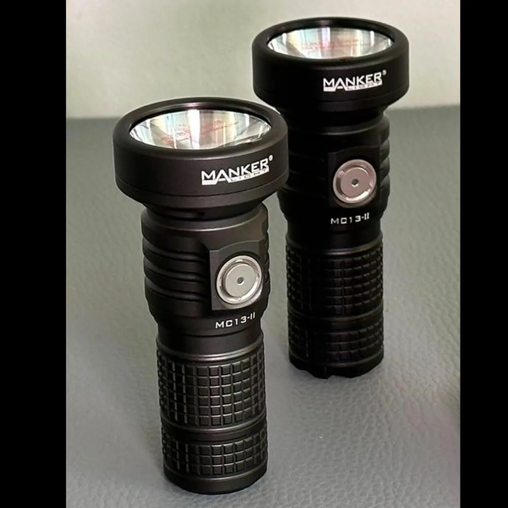 MANKER MC13 II (High-end Version) Rechargeable Adjustable Body Compact Flashlight,SBT90.2 LED 4000 Lumen 600m Beam Distance (Excluded Battery) (Dark Grey)