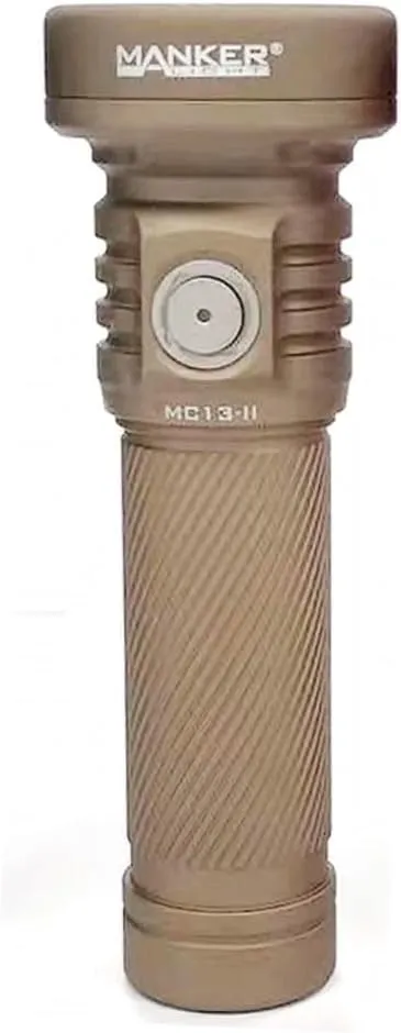MANKER MC13 II (Standard Version, with Extender Tube) Rechargeable Adjustable Body Compact Flashlight, SFT40 LED 2000 Lumen 600m Beam Distance (Excluded Battery) (Sand)