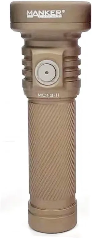 MANKER MC13 II (Standard Version, with Extender Tube) Rechargeable Adjustable Body Compact Flashlight, SFT40 LED 2000 Lumen 600m Beam Distance (Excluded Battery) (Sand)
