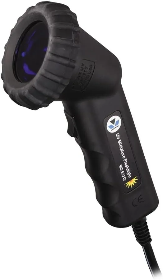 Mastercool 53312 UV Leak Detection Flashlight – 12V / 50W High-Intensity Light with 16 ft Cord and UV Safety Glasses – Used in Leak Detection Kits