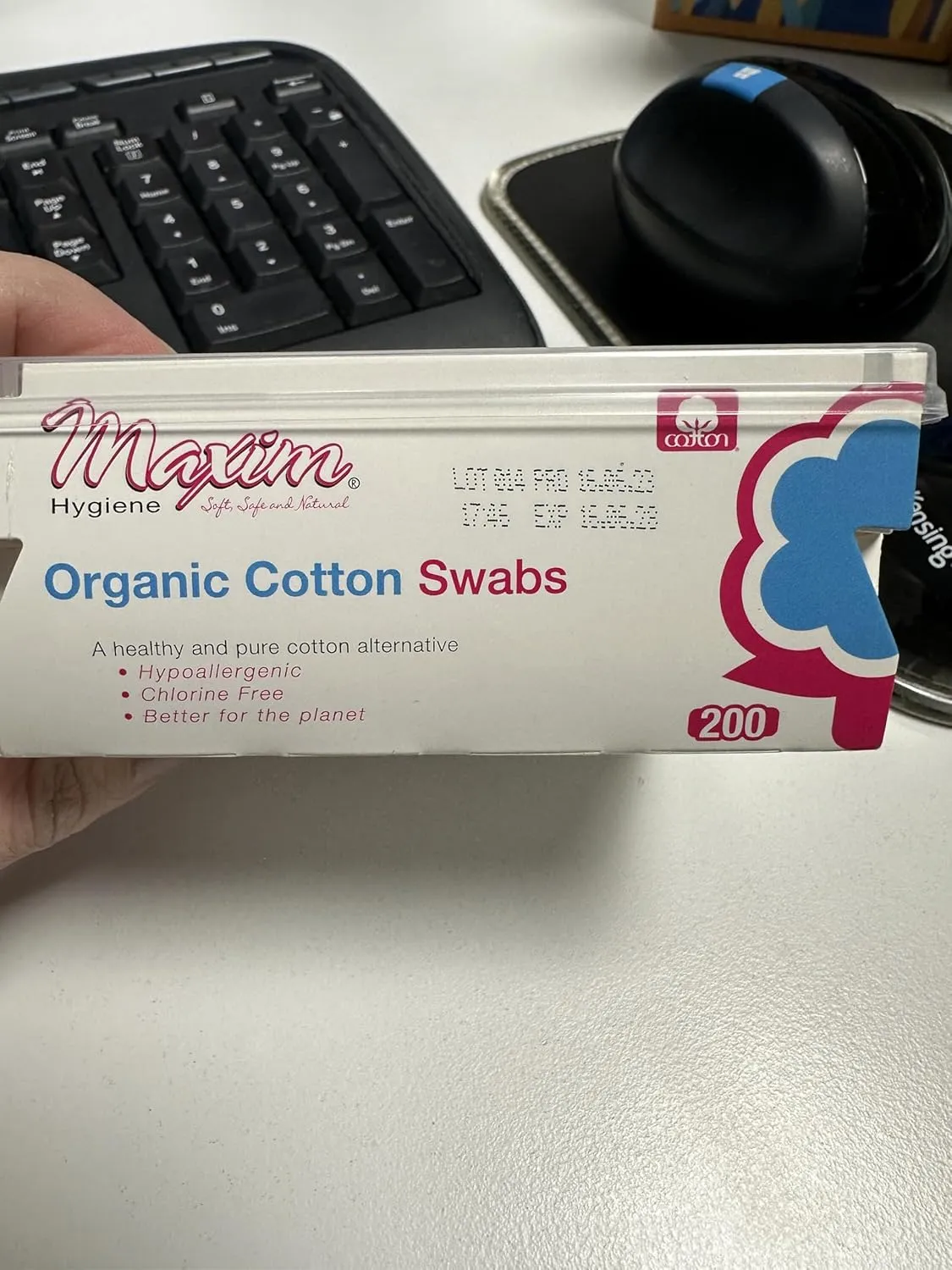 Maxim® 100% Certified Organic, Biodegradable. Hypoallergenic Cotton Swabss, 600 Count, 3 Packs