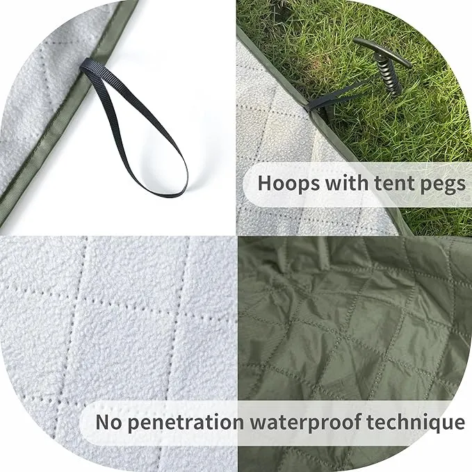 Mellowdy Easy-Carry Outdoor Blanket - Waterproof, Windproof, Warm, Utility Blanket for Camping, Picnic, Stadium, Beach, Gameday, Travel, Foldable with Carrying Bag (Olive Green, 55x80 inch)