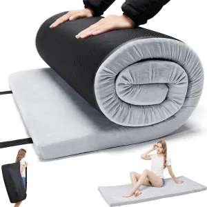 Memory Foam Camping Mattress - Portable Roll Up Sleeping Pad for Car, Tent, Cot & Floor - Waterproof, Comfortable & Compact with Travel Bag