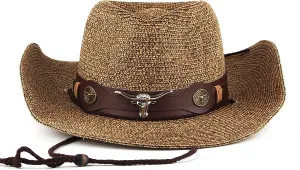 Men Cowboy Sun Hat Foldable Straw Hat Classic Western Newsboy Cap Summer Wide Brim Roll Up Raffia Cowboy Hat