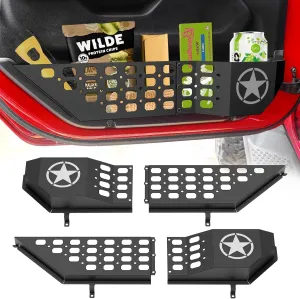 Metal Front Door Storage Box Pockets Fit for Jeep Wrangler,Door Side Insert Organizer for Jeep Wrangler JL JLU 4XE 2018-2025 & Gladiator JT 2020-2025 Interior Door Storage Expansion Accessories 2PCS
