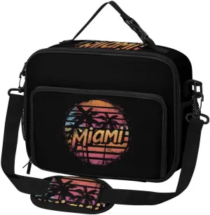 Miami Sunset Large Insulated Lunch Bag Reusable Lunch Cooler Bags Tote for Work Picnic Outdoor