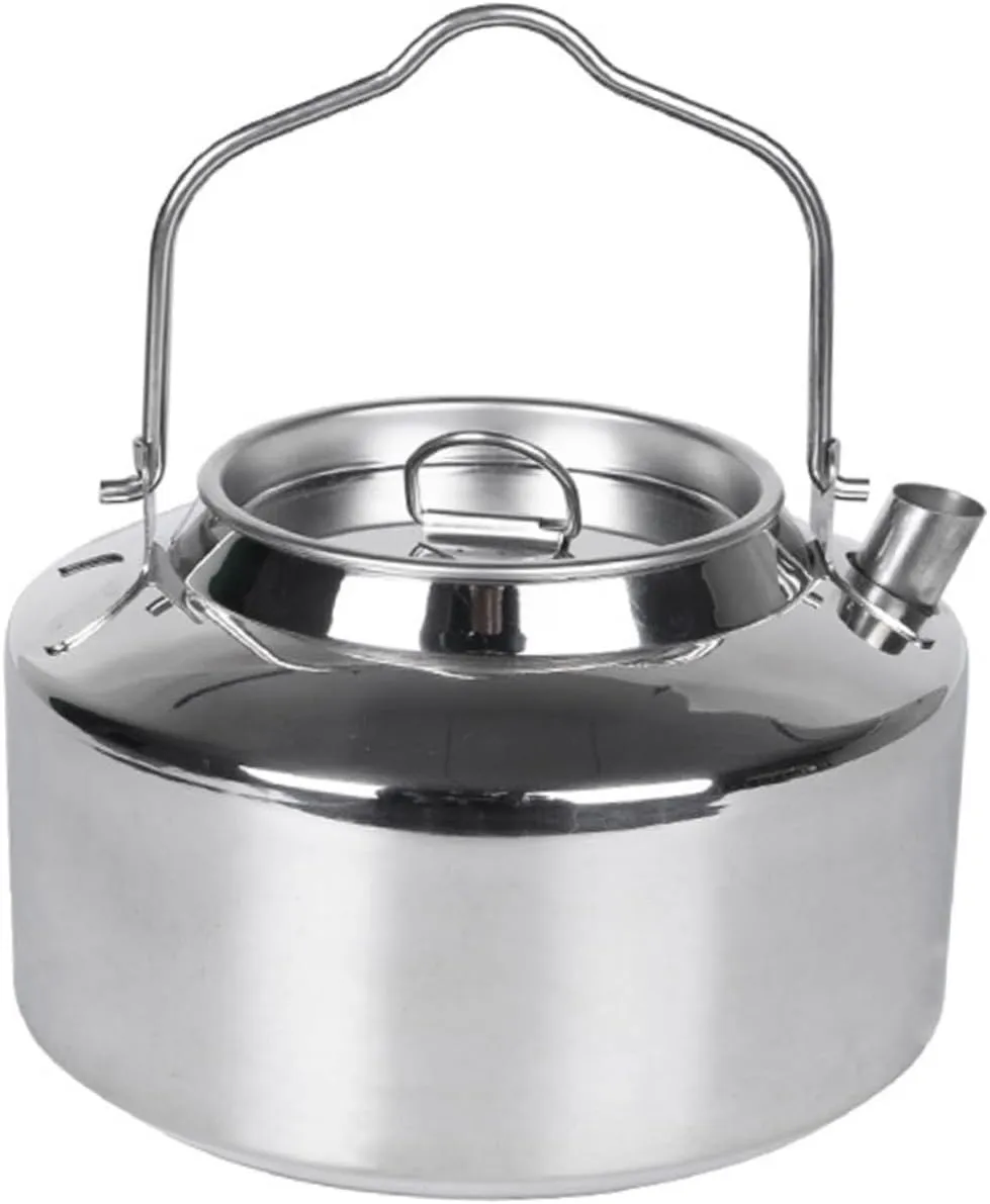 Mikikit Camping Cookware Portable Tea Kettle Outdoor Kettle Lockable Handle Stovetop for Camping