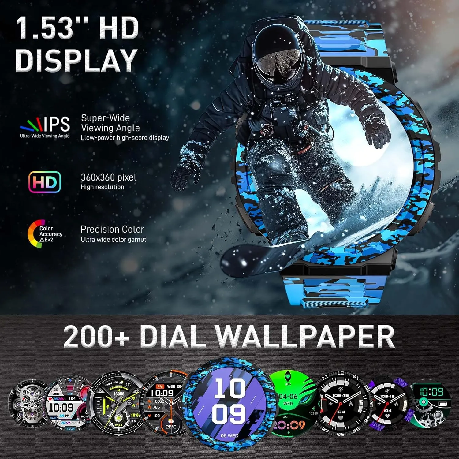 Military Smart Watches for Men (Answer/Make Calls), 1.53" HD Waterproof Smartwatch with Flashlight, Outdoor Sports Fitness Tracker with 100  Sports Modes, Heart Rate, Sleep Monitor for iPhone Android