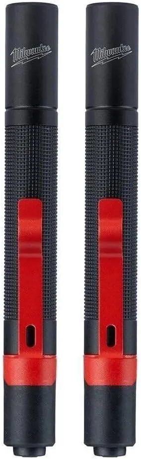 Milwaukee 2105P Penlight 100 Lumen With Protective Rubber Bite Zone, Waterproof, Dustproof 3hr Run Time, High Beam,43m Distance, Value 2-Pack