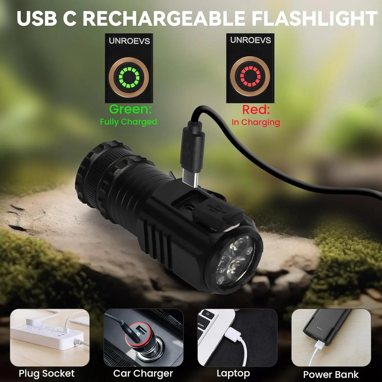 Mini Flashlight 2550 Lumens Rechargeable USB C Charging, Small Flashlights High Lumens 5 Modes, Pocket Flashlight with Clip, Magnetic Flashlight for EDC,Camping, Hiking,Emergency (4 Pack)