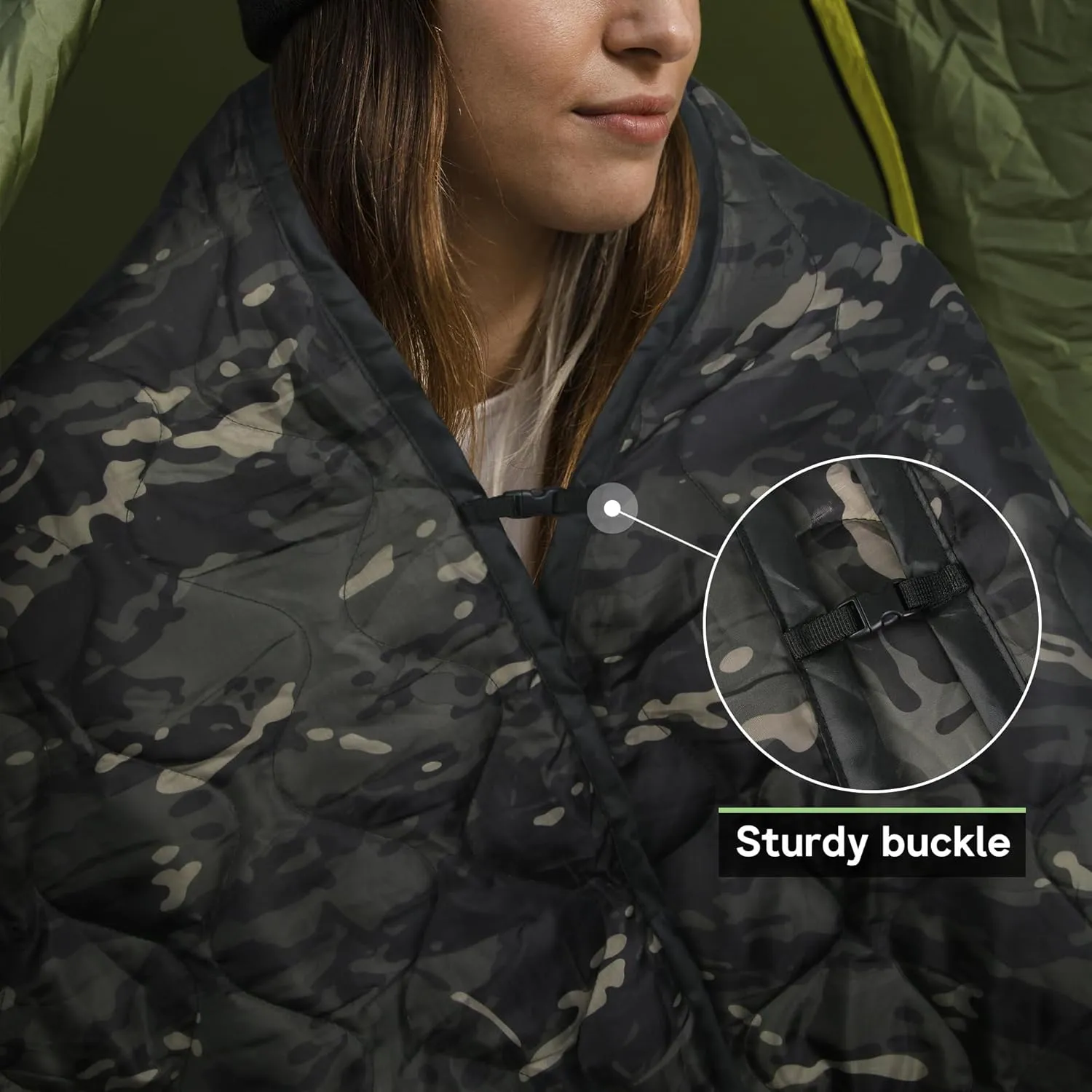 Mirzoyan Woobie Blanket, Military Poncho Liner Camo Insulated Camping Woobie Blanket for Outdoor Hiking Survival Hunting