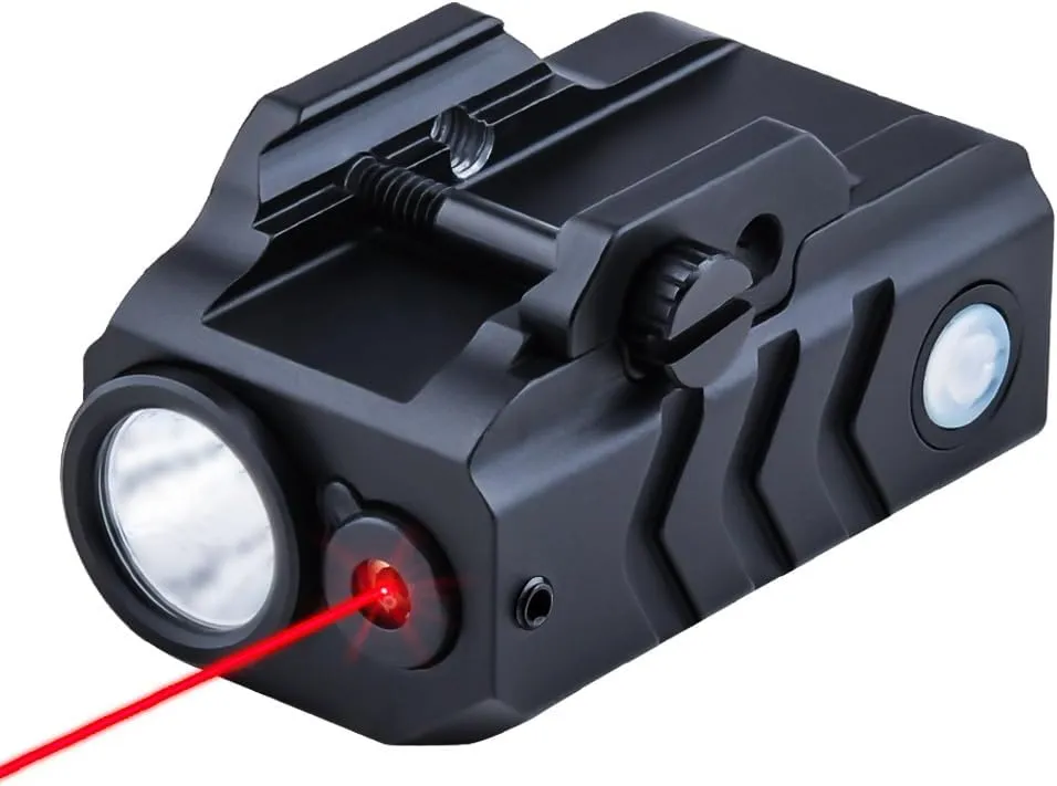 MLG-048 Red/Green Laser Light Flashlight Sight Combo (Rechargeable)，LED 600 Lumens Tactical Flashlight with Laser，Compact Rail Mount Tactical Flashlight Laser Beams，with Strobe Mode