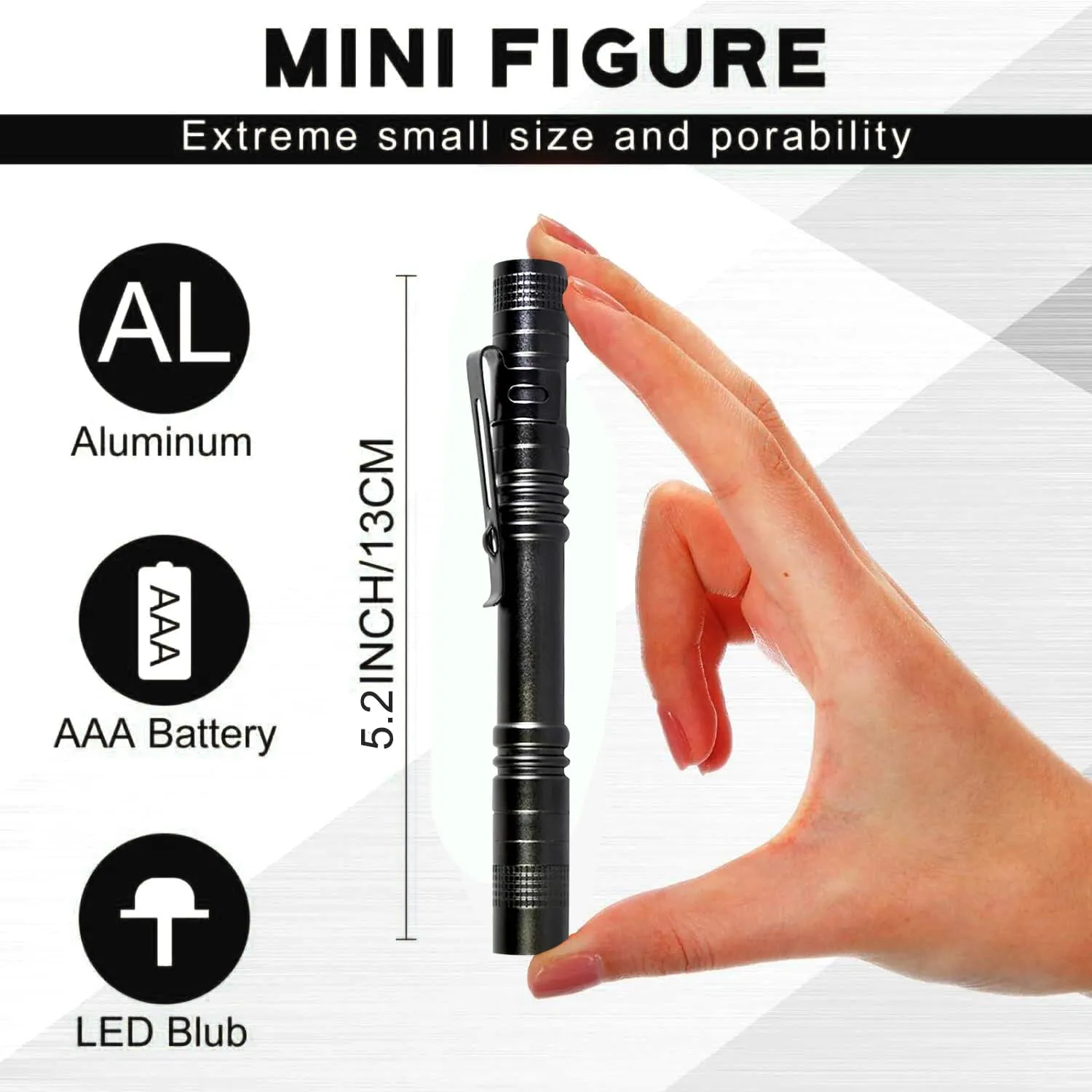 MODOAO Mini Small LED Handheld Pen Flashlights, Clip Led Pen Pocket Light Torch, Small Light Flashlights for Camping Outdoor Emergency Lighting (5)