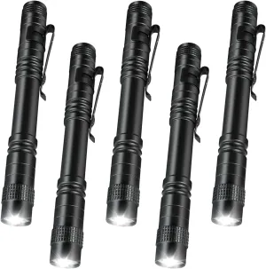 MODOAO Mini Small LED Handheld Pen Flashlights, Clip Led Pen Pocket Light Torch, Small Light Flashlights for Camping Outdoor Emergency Lighting (5)