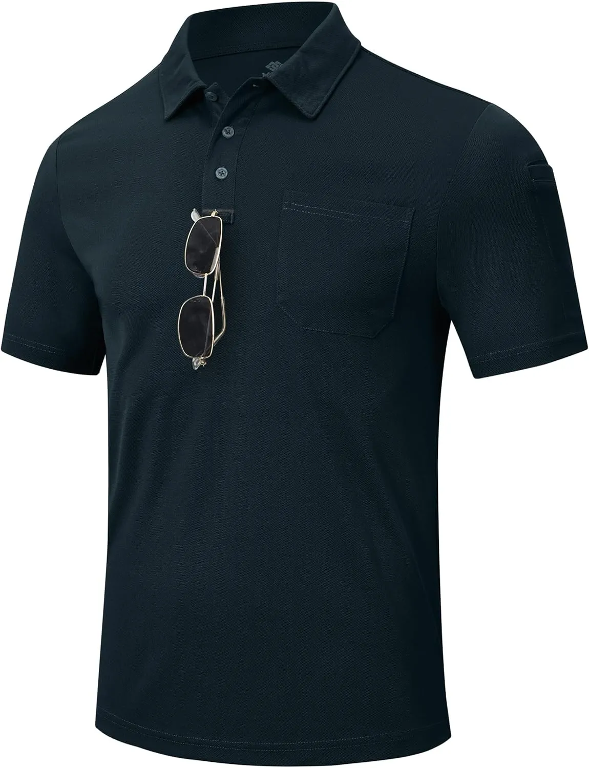 MoFiz Mens Camo Polo Golf Shirts Lightweight Dry Fit Pique Short Sleeve Collared Hiking T-Shirts Dry fit Activewear