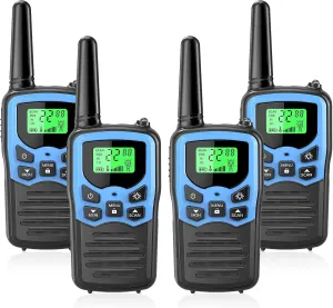 MOICO Walkie Talkies for Adults with 22 FRS Channels, LED Flashlight, VOX Scan LCD Display, Long Range Family Walkie Talkie Radios for Hiking Camping Trip (Dark Blue)
