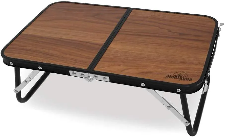 Montagna HAC4751 Wood-Style Folding Compact Aluminum Low Table, Picnic, Outdoor, Camping, Foldable, Compact, Easy to Carry
