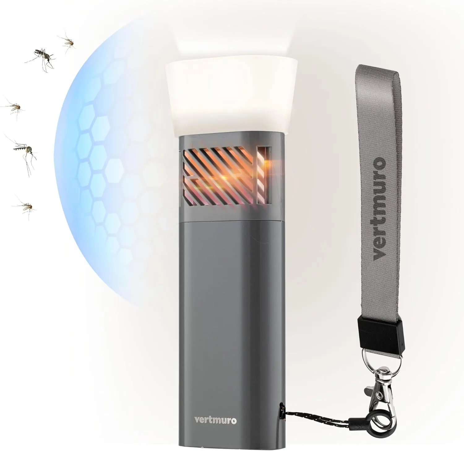 Mosquito Repeller for Outdoors, Mosquito Repellent Flashlight with 6000 mAh Ultra Capacity, Mosquito Repellent Flashlight, Rechargeable Cordless Outdoor Camping Mosquito Repeller, Gray