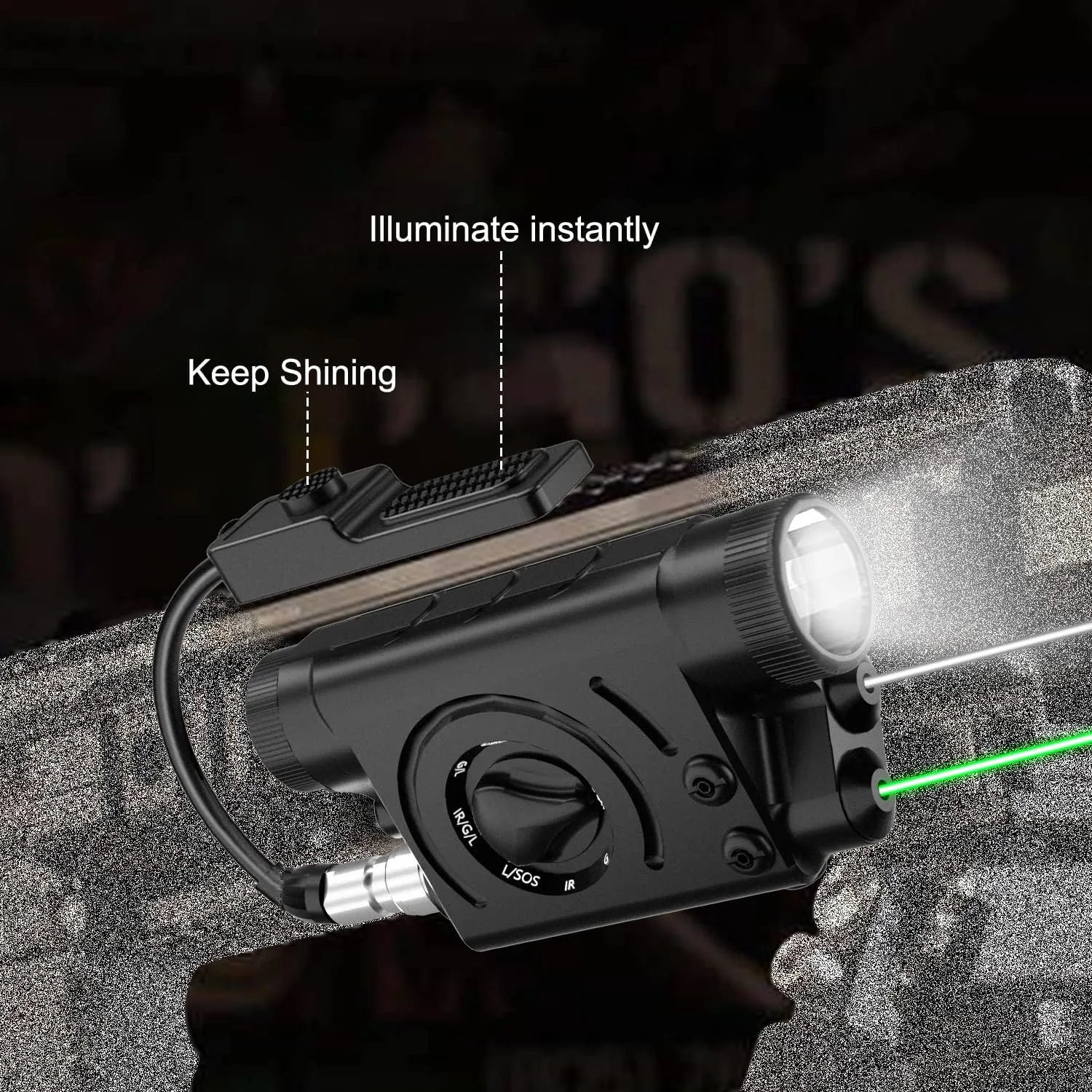 Multi-Function 1000 Lumens Tactical Flashlight and Green/IR Laser Sight Combo, Weapon Light&Laser Sight Combo with 9-inch Remote Pressure Tapeswitch Compatible with M-Lok and Picatinny Rails