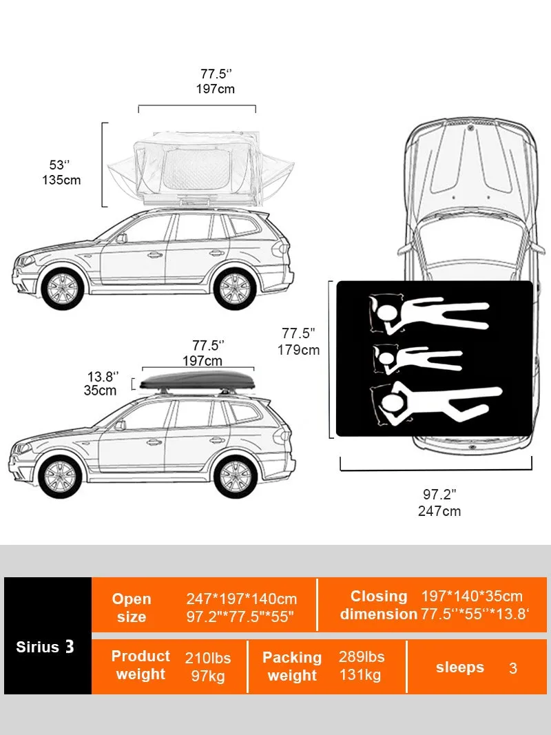 Naturnest Sirius 3 Clamshell Rooftop Tent