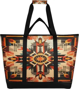 Navajo Bohomia Reusable Insulated Cooler Bag with Ice Pack Compartment - Large 47L Waterproof Thermal Grocery Tote for Picnic Beach Camping Lunch Storage