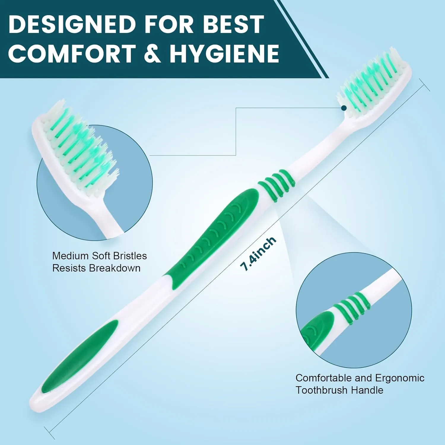 Navona 200 PCS Premium Individually Wrapped Bulk Toothbrush Pack, Disposable Toothbrushes, Kids Toothbrush, Medium Soft Bristle Toothbrushes, Ergonomics Handle, Perfect for Travel Hotel Donation