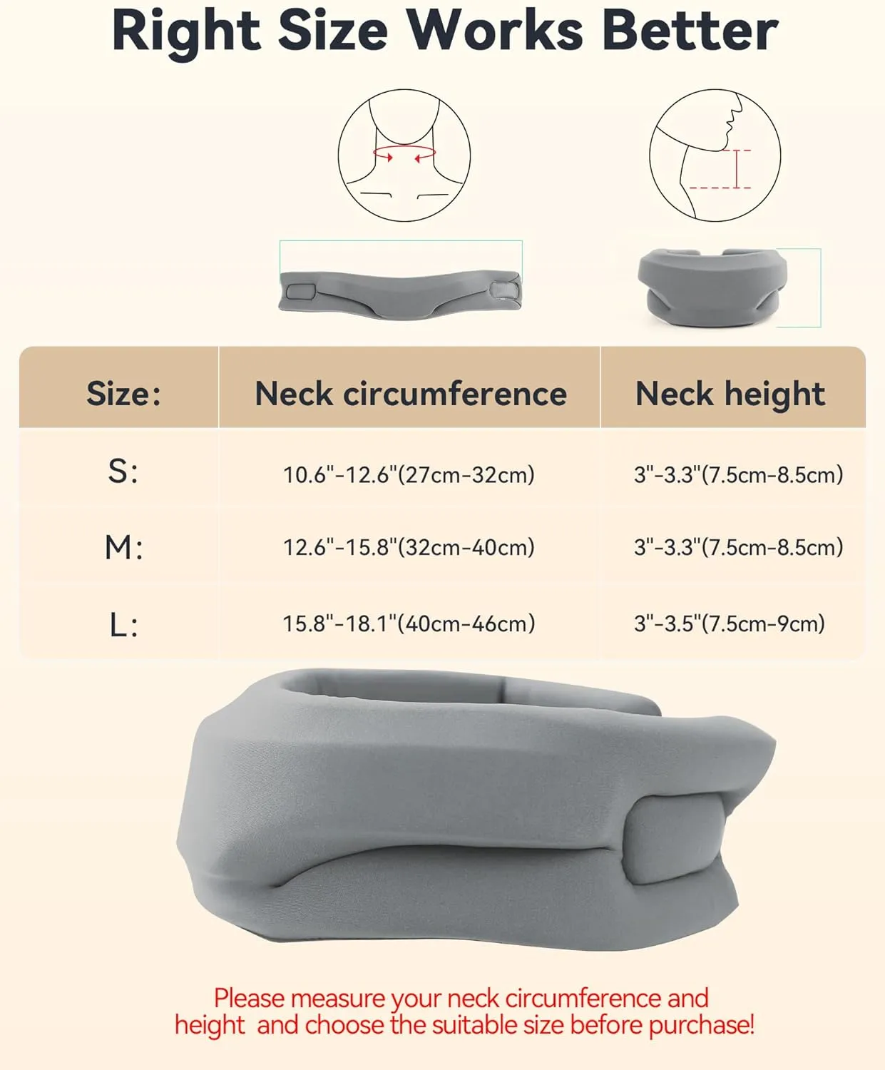 Neck Brace Cervical Collar - Neck Support Brace for Sleeping, Soft Foam Wraps Keep Vertebrae Stable and Aligned for Relief of Cervical Spine Pressure for Women & Men, (15.8-18.1 Inch) Grey