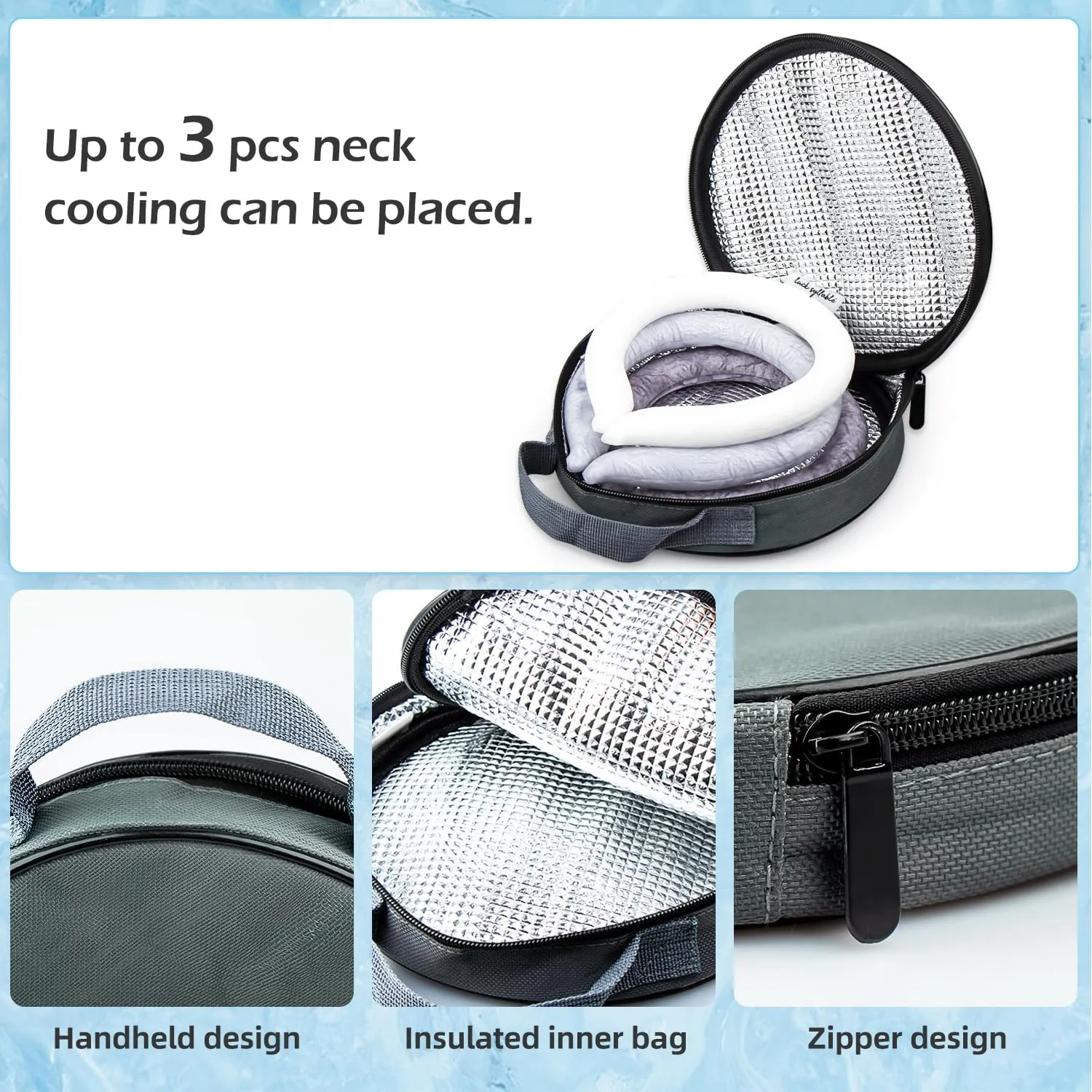 Neck CoolingTube with Insulated Bag, Reusable Ice Coolers Wearable Body CoolingProducts, Neck Coolers for HotWeather (White*2)