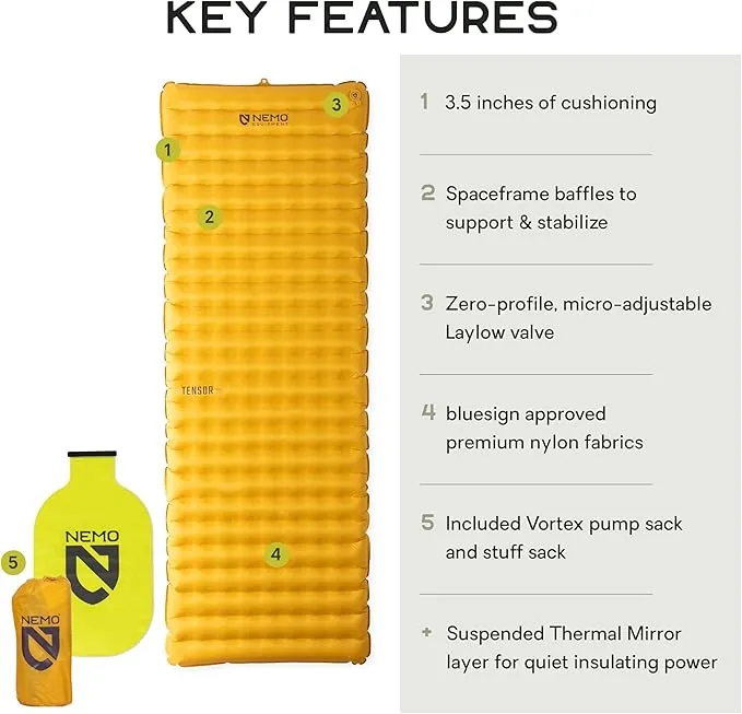 NEMO Tensor Trail Ultralight Insulated Sleeping Pad, Regular Wide