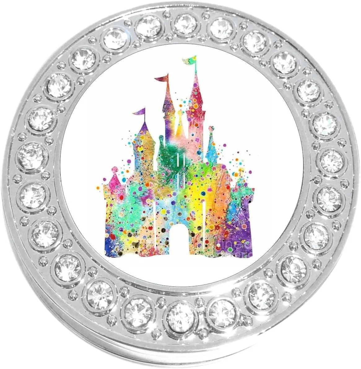 NewCharms Fantasy Princess Castle Watercolor Purse Hanger with Bling - Keeps Your Bag Off The Floor and Folds to Fit in Your Handbag