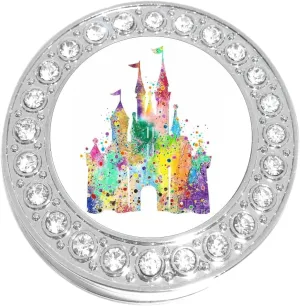 NewCharms Fantasy Princess Castle Watercolor Purse Hanger with Bling - Keeps Your Bag Off The Floor and Folds to Fit in Your Handbag