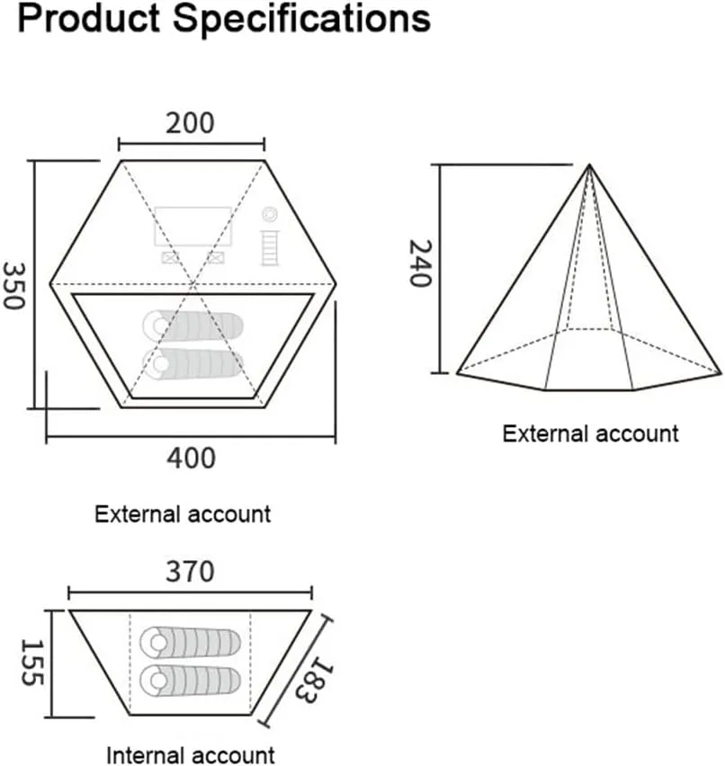 NIEH Tent Multi-Person Family Glamping Waterproof Double Layers Teepee Tent with Stove Hole