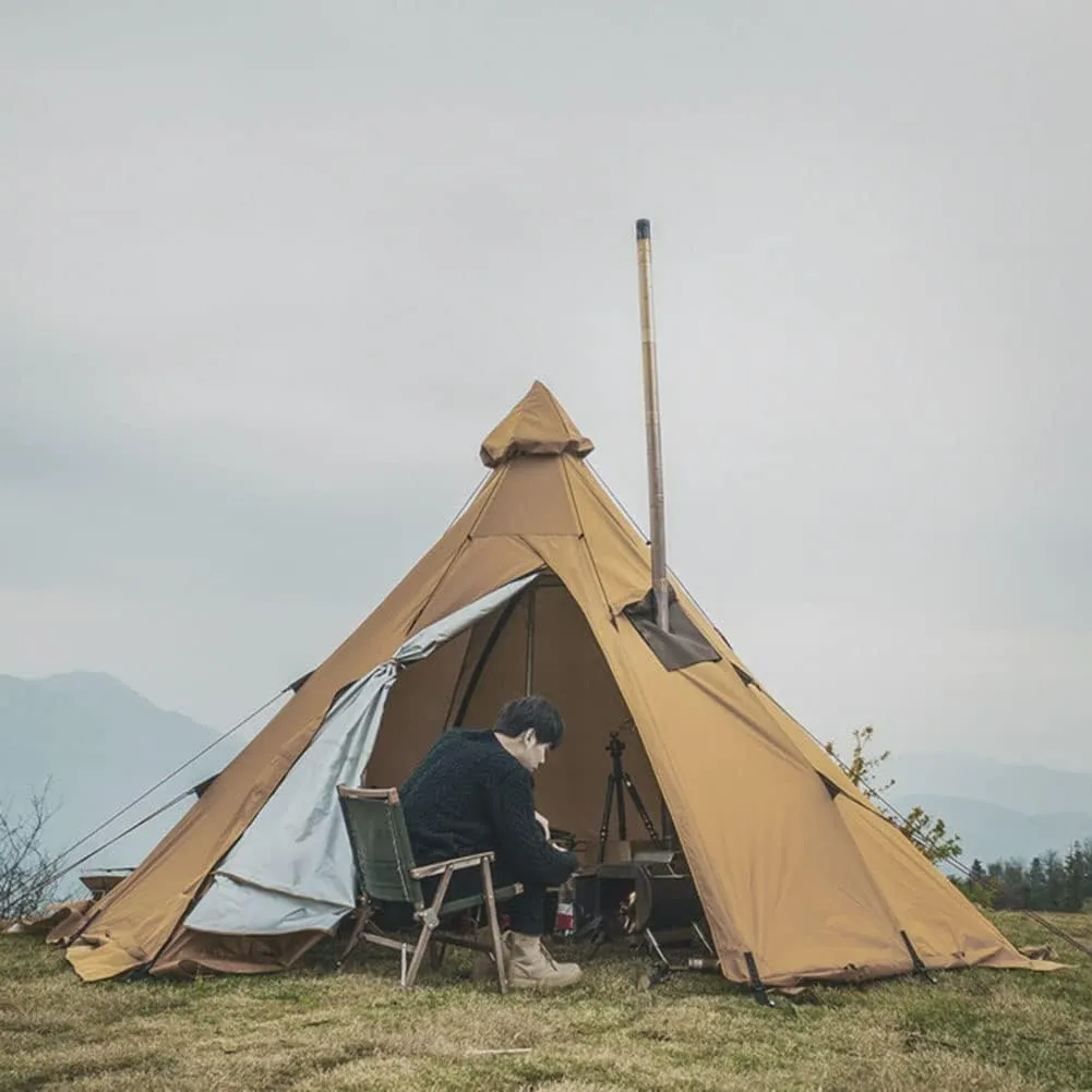 NIEH Tent Multi-Person Family Glamping Waterproof Double Layers Teepee Tent with Stove Hole