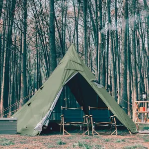 NIEH Tent Multi-Person Family Glamping Waterproof Double Layers Teepee Tent with Stove Hole