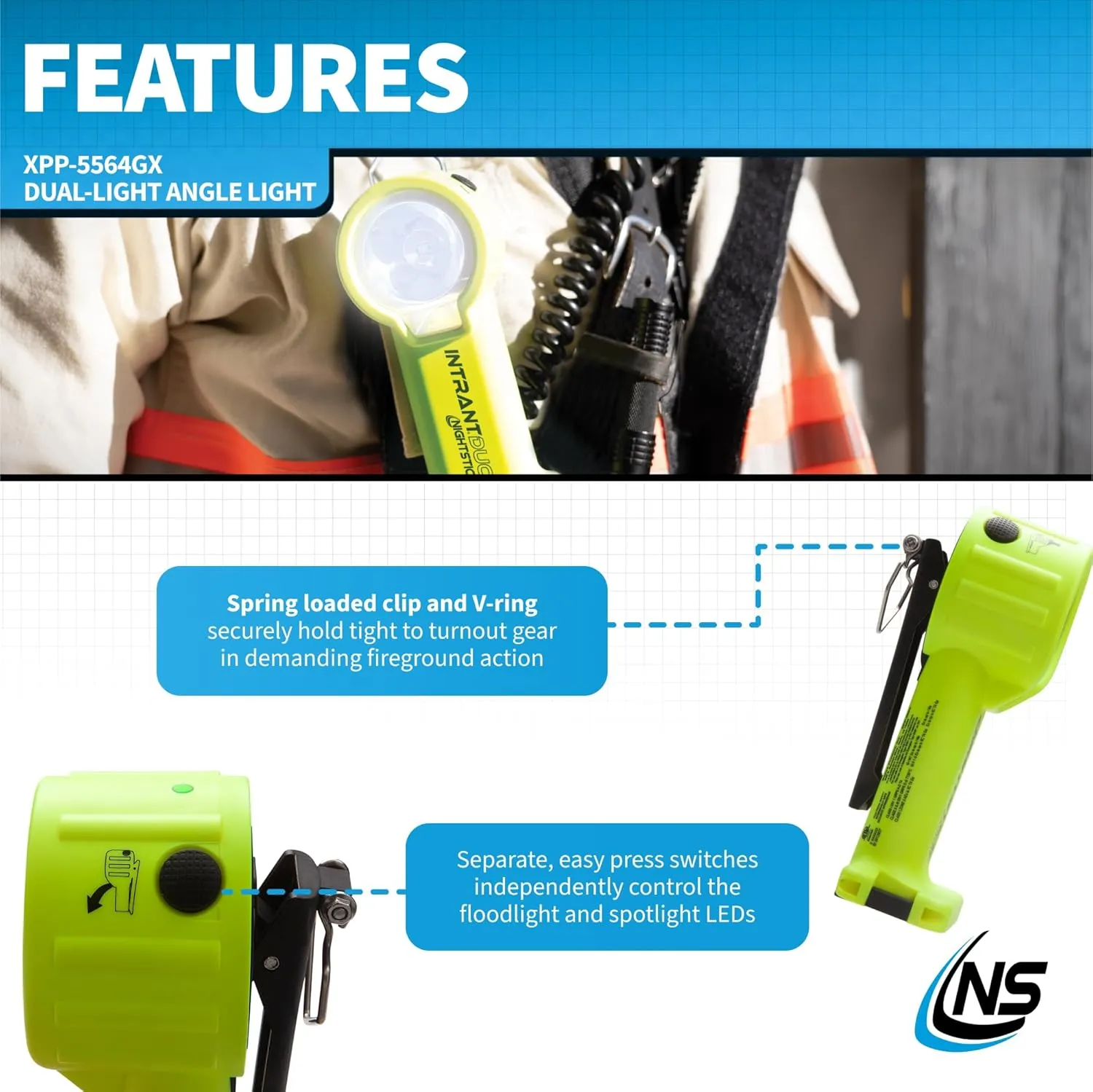 Nightstick XPP-5564 Intrant® Duo Intrinsically Safe Turbo Dual-Light Angle Light - 4 AA