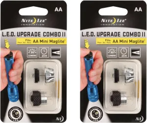 Nite Ize LED Upgrade Combo II Compatible with AA Mini Maglite - Convenient Flashlight Kit with LED & Tail Cap Switch - Powerful Flashlight Upgrade for Camping & Hiking - 2 Pack