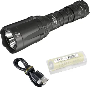 Nitecore Dual Batt Bundle SRT7i Tactical Flashlight, 3000 Lumen Long Throw USB-C Rechargeable with Stepless Brightness Adjustment, and a Lumentac Organizer