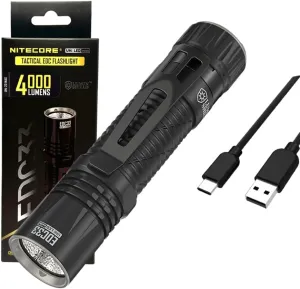 Nitecore EDC33 UHi 20 MAX LED Rechargeable Flashlight - 4000 Lumen w/Eco-Sensa USB Charging Cable