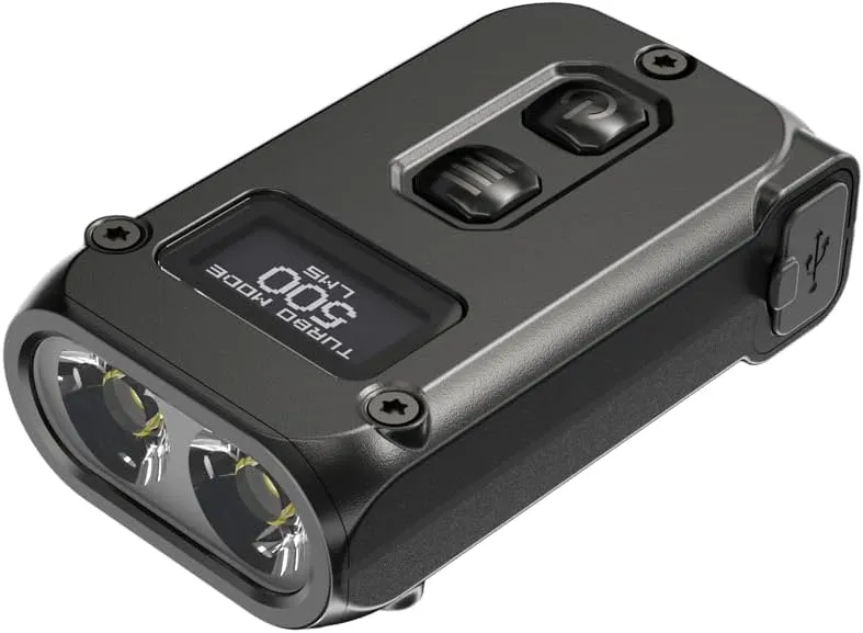 Nitecore TINI 2 Dual P8 LED USB Rechargeable Keychain Light -500 Lumen USB-C Rechargeable Keychain Flashlight - 500 Lumen (Choice of Black Or Gray) (Black)