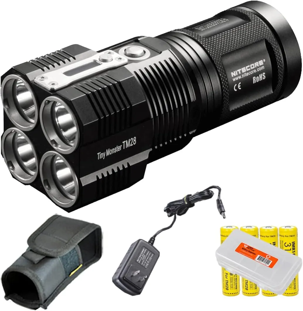 Nitecore Tiny Monster TM28 6000 Lumens 716 Yards Super Bright Rechargeable LED Flashlight w/LumenTac Organizer