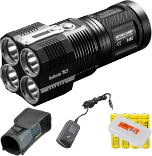 Nitecore Tiny Monster TM28 6000 Lumens 716 Yards Super Bright Rechargeable LED Flashlight w/LumenTac Organizer